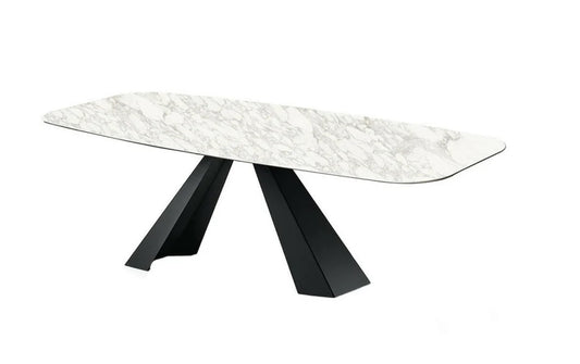 Cello Modern Marble Top Dining Table, Metal Base, 8 Seater Luxury Dining