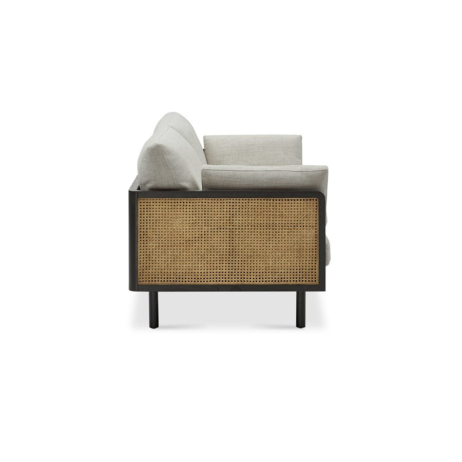 Black Sheehsham Wood Cane Sofa