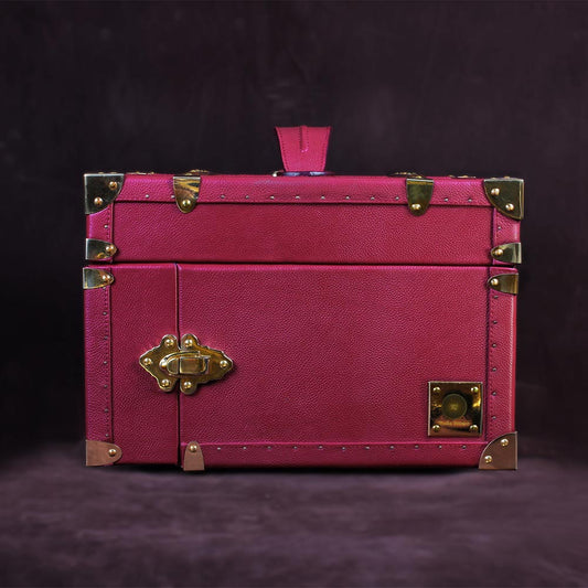 Maroon Glory Premium Leather & Brass Jewelry Trunk – Elegant Storage