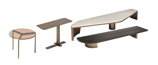 Luxurious Set of 4 Modern Coffee Tables: Wood, Marble, Steel, Glass Tops