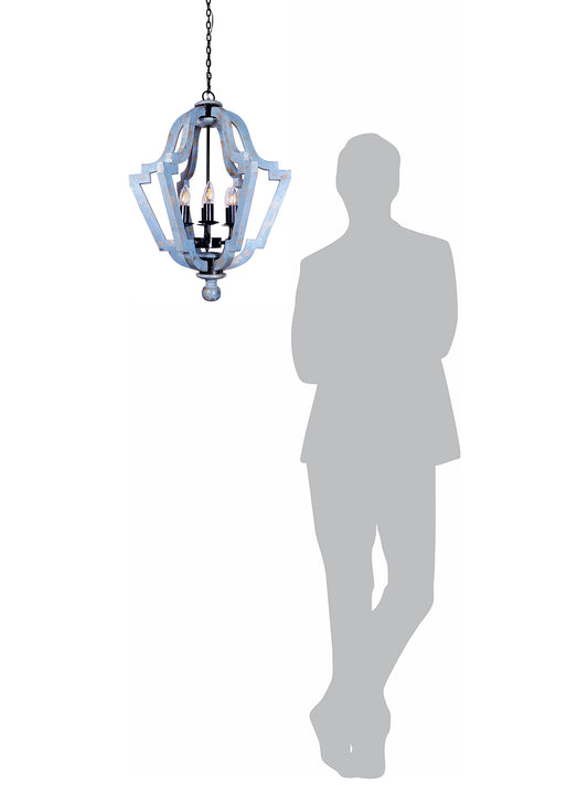 Distressed Grey Wood 6-Light Chandelier – 50.8 cm