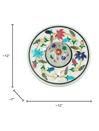 Warm Glow & Exquisite Craftsmanship: Alabaster Wall Sconce with LED & Floral Inlay