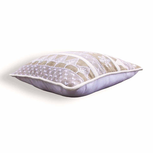 Festive Christmas Snowflakes Cushion Cover with Linen Velvet Blend