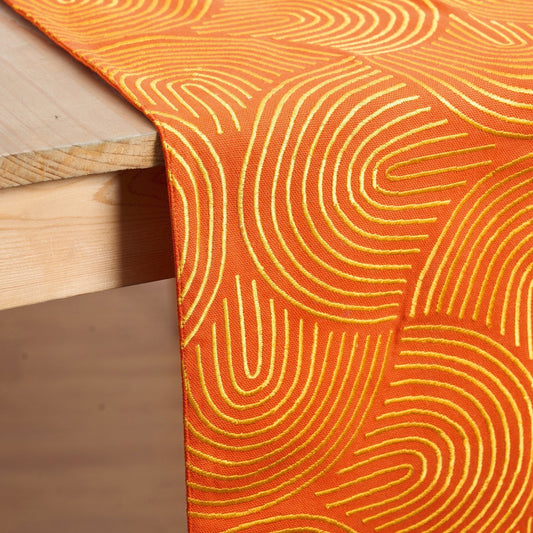 KASHIDAKAARI Tangerine Embroidered Cotton Table Runner Modern Retro