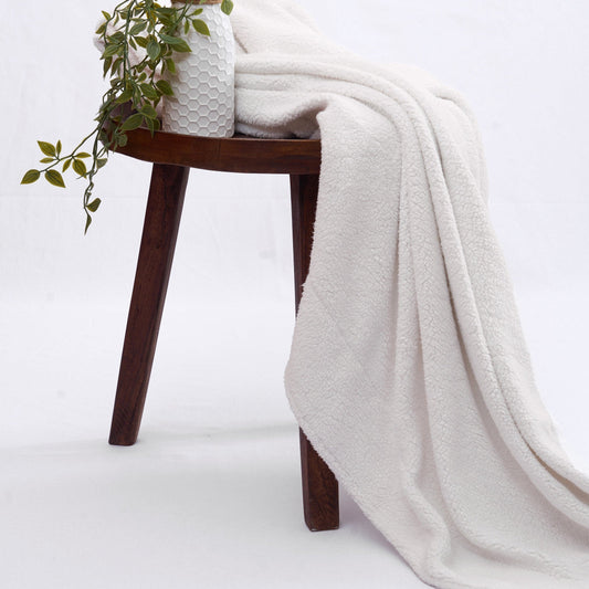 Snow White Parka Faux Fur Throw Blanket 50x60 Inches