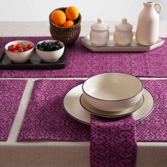 Ikat Plum Cotton Duck Placemats Elegant Sets 2-6