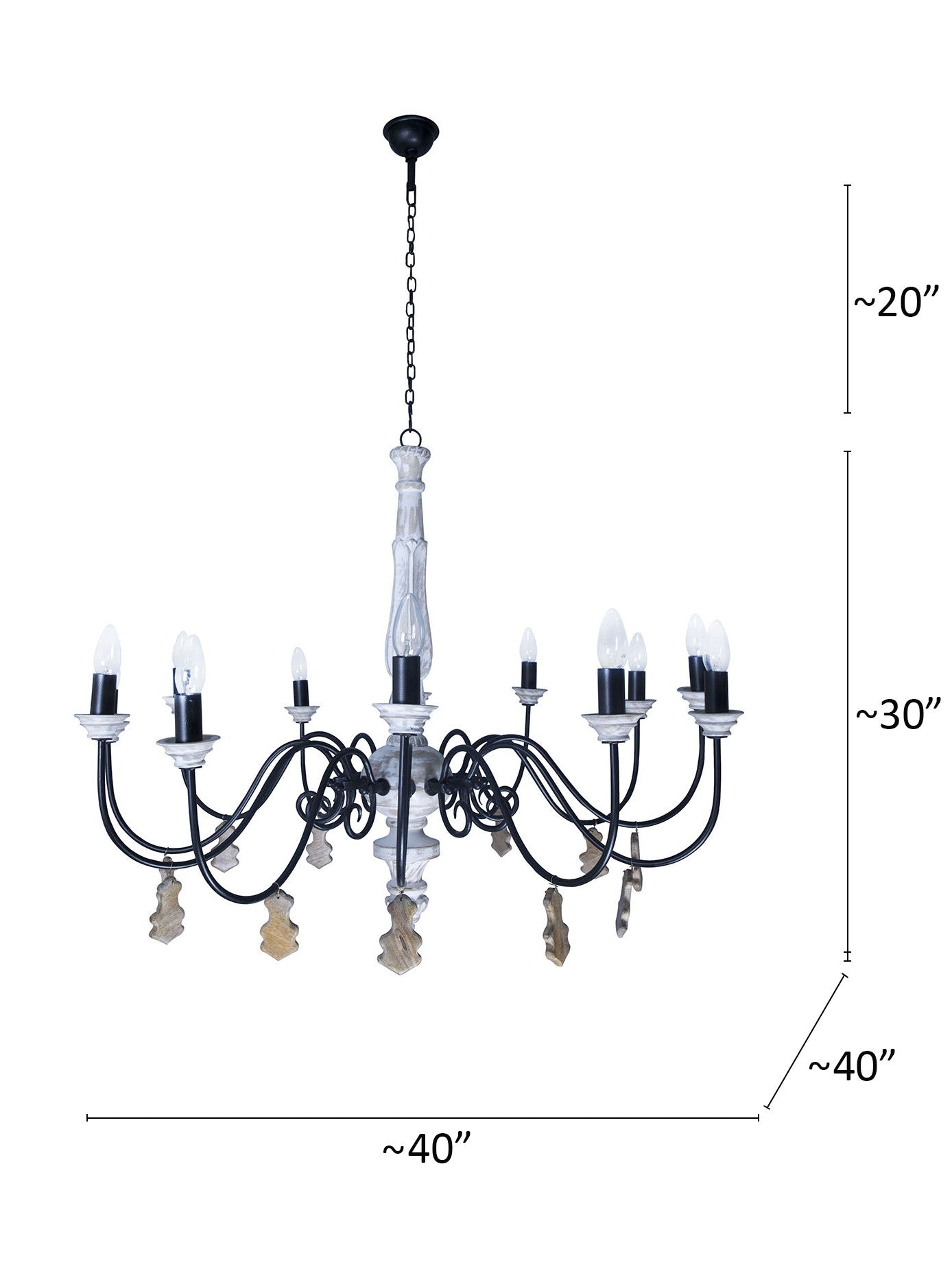 Chic French country 12 light rustic white chandelier
