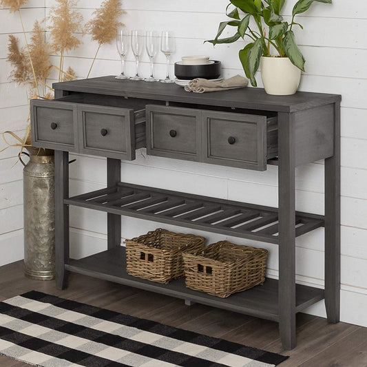 Wood Buffet Sideboard Entryway Serving Storage Cabinet Doors Dining Room Console, 48 Inch, Grey