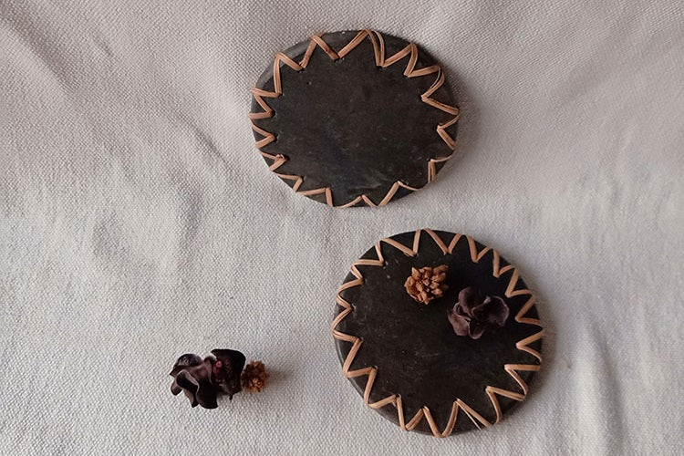 Longpi Black Pottery Coaster Round