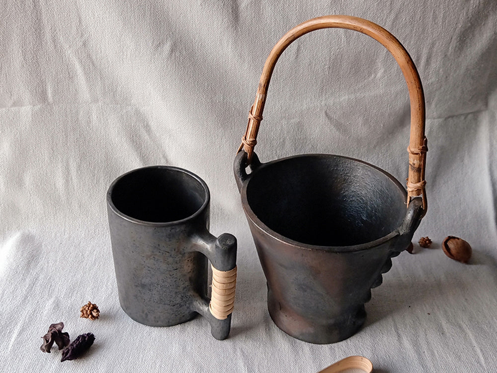 Longpi Black Pottery Ice Bucket Large