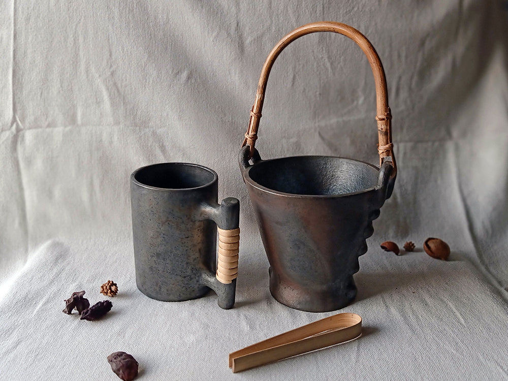 Longpi Black Pottery Ice Bucket Large