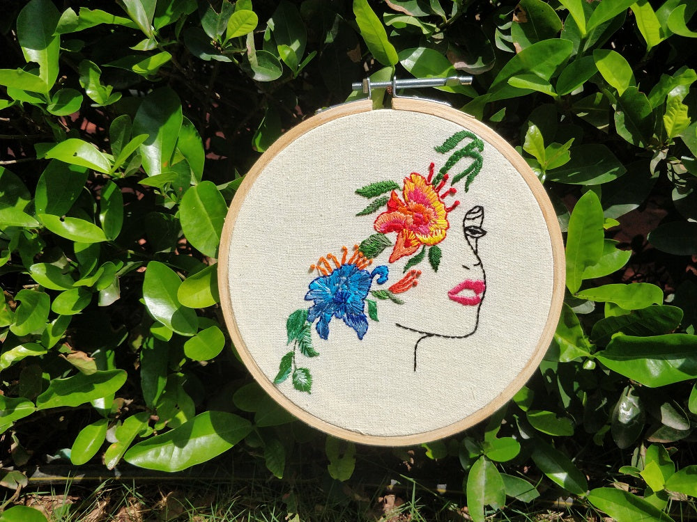 Let your mind bloom- Hand embroidered hoopart