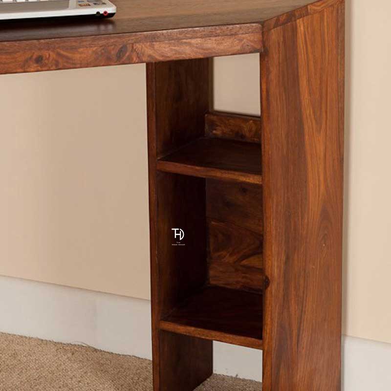 Botwin study table in honey finish close up