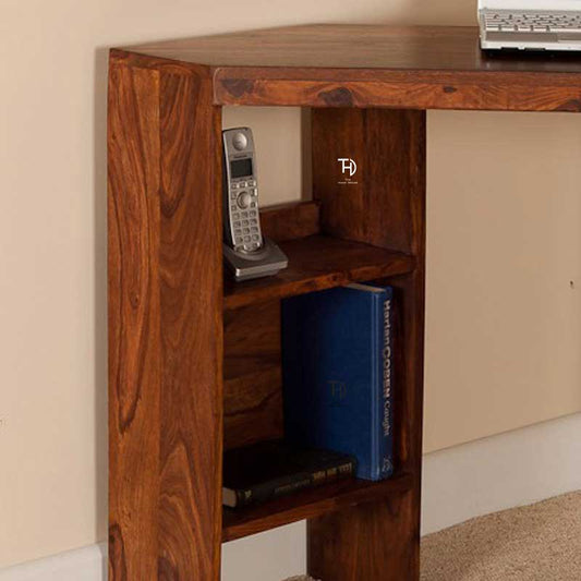 Botwin study table in honey finish close up