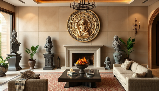 indian art and sculptures decorated in a luxury home 