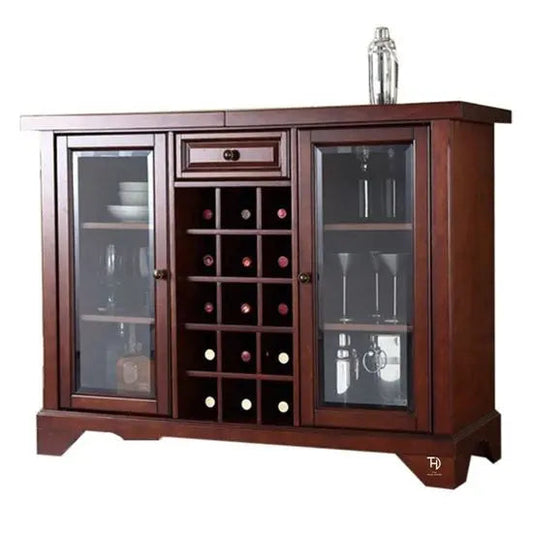 Solid Mango Wood Zambo Bar Cabinet with Bottle Rack