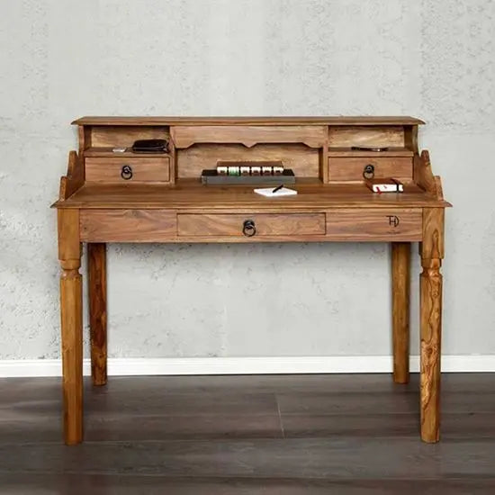 Kristina Solid Sheesham Wood Study Desk with 3 Drawers