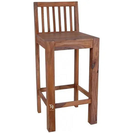 Solid Sheesham Wood Meena Bar Chair – Natural Finish, 45x45x105 cm