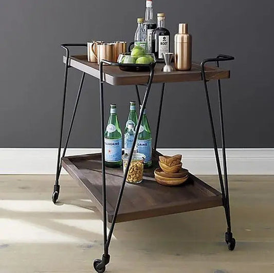 Handcrafted Solid Sheesham Wood Oli Serving Trolley – Elegant Indian Design