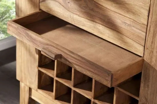 Elegant Solid Sheesham Wood Bar Cabinet with Wine Rack