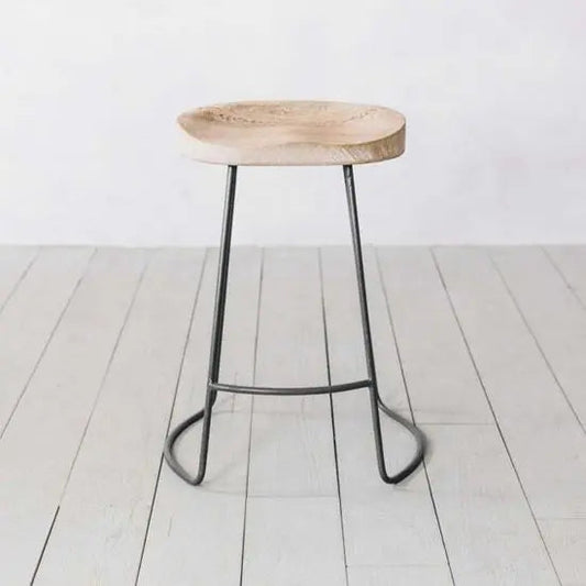 Baltoro Solid Mango Wood Bar Stool with Metal Base