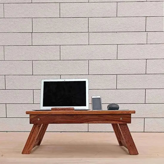Solid Sheesham Wood Portable Noah Laptop Table with Drawer