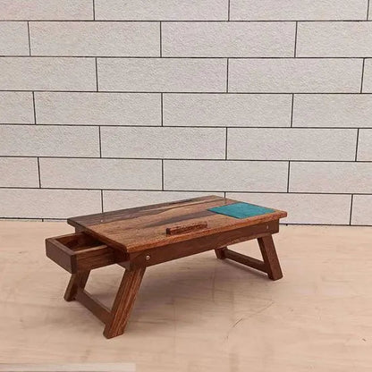 Solid Sheesham Wood Portable Noah Laptop Table with Drawer