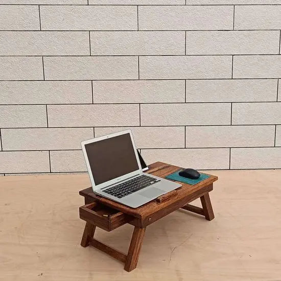 Solid Sheesham Wood Portable Noah Laptop Table with Drawer