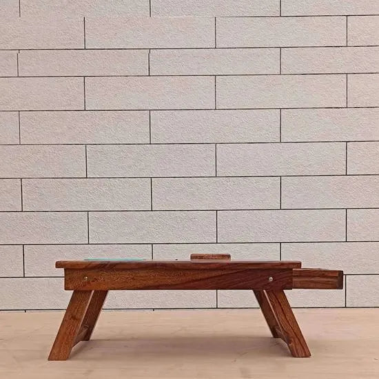 Solid Sheesham Wood Portable Noah Laptop Table with Drawer