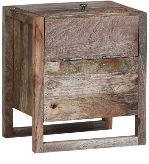 Solid Mango Wood Dove Bar Cabinet with One Flap Door