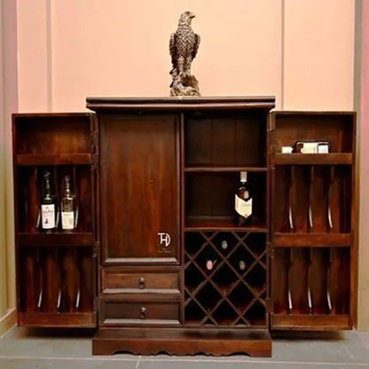 Siramika Extendable Bar Cabinet with Ceramic Tile Doors