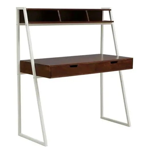 Solid Sheesham Wood Study Table with Dual Drawers & Shelf