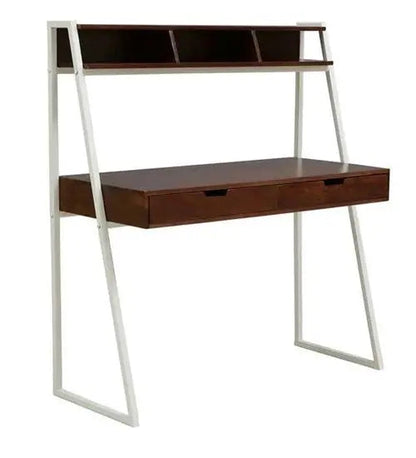 Solid Sheesham Wood Study Table with Dual Drawers & Shelf
