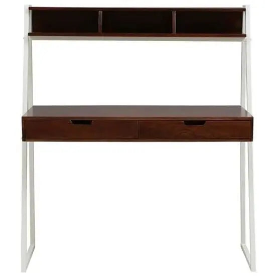 Solid Sheesham Wood Study Table with Dual Drawers & Shelf