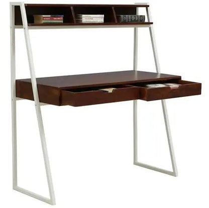 Solid Sheesham Wood Study Table with Dual Drawers & Shelf