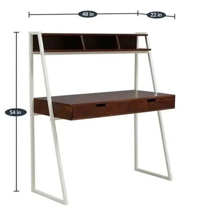 Solid Sheesham Wood Study Table with Dual Drawers & Shelf
