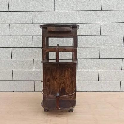 Walnut Logan Bar Cabinet with Wheels, One Door One Drawer