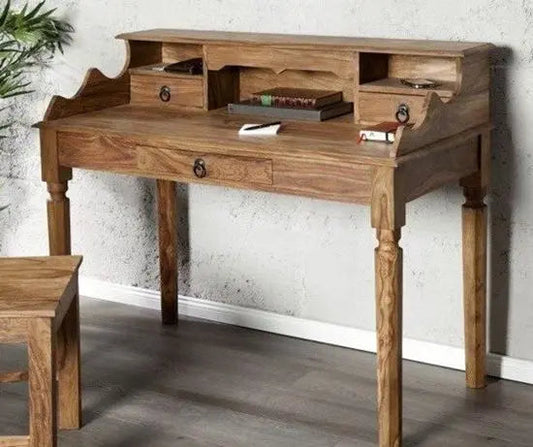 Kristina Solid Sheesham Wood Study Desk with 3 Drawers