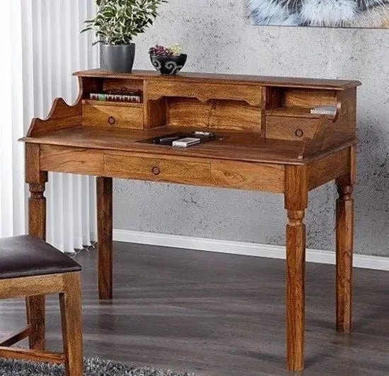 Kristina Solid Sheesham Wood Study Desk with 3 Drawers