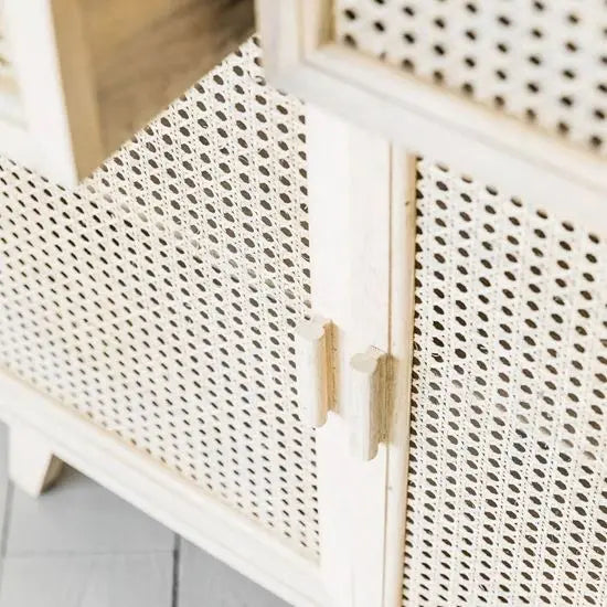 Atlanta Buffet Sideboard with Cane Doors and Mango Wood Whitewash Finish