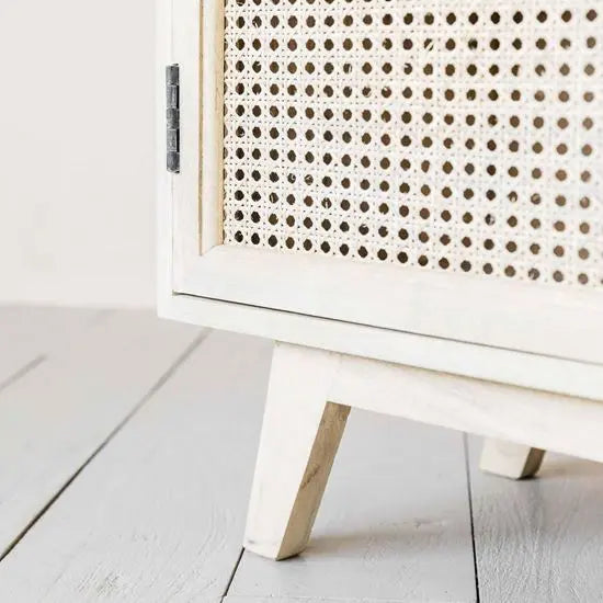 Atlanta Buffet Sideboard with Cane Doors and Mango Wood Whitewash Finish