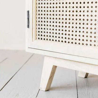 Atlanta Buffet Sideboard with Cane Doors and Mango Wood Whitewash Finish