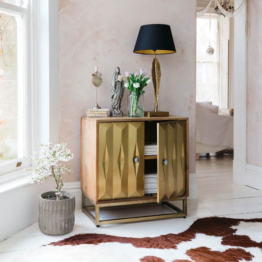 Handcrafted Solid mango wood Brass Sideboard