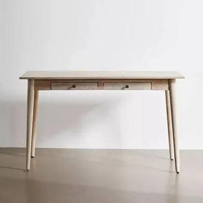 Solid Mango Wood Monet Two-Drawer Study Desk with Carved Legs