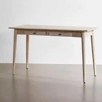 Solid Mango Wood Monet Two-Drawer Study Desk with Carved Legs