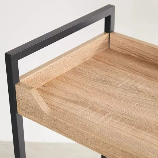 Grizzo Mango Wood Serving Trolley with Metal Legs and Wheels
