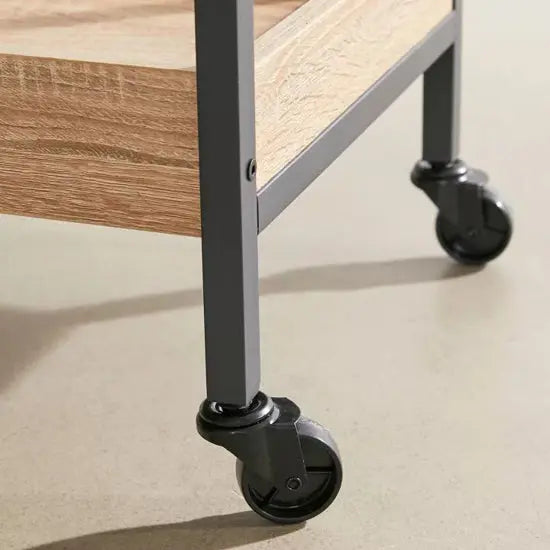 Grizzo Mango Wood Serving Trolley with Metal Legs and Wheels
