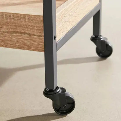 Grizzo Mango Wood Serving Trolley with Metal Legs and Wheels
