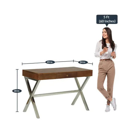 Solid Sheesham Wood Study Desk with Drawer – Dune Xtriva