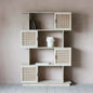Atlanta Bookshelf Solid Mango Wood Zigzag Bookcase with Cane Doors